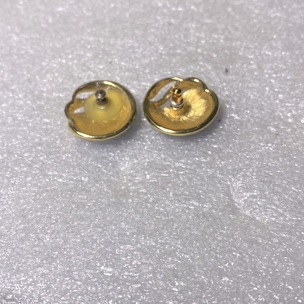 Elegant baby blue and gold studs - Picture 2 of 2